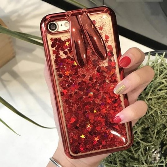 iPhone Red Bunny Glitter Case - Picture 3 of 5